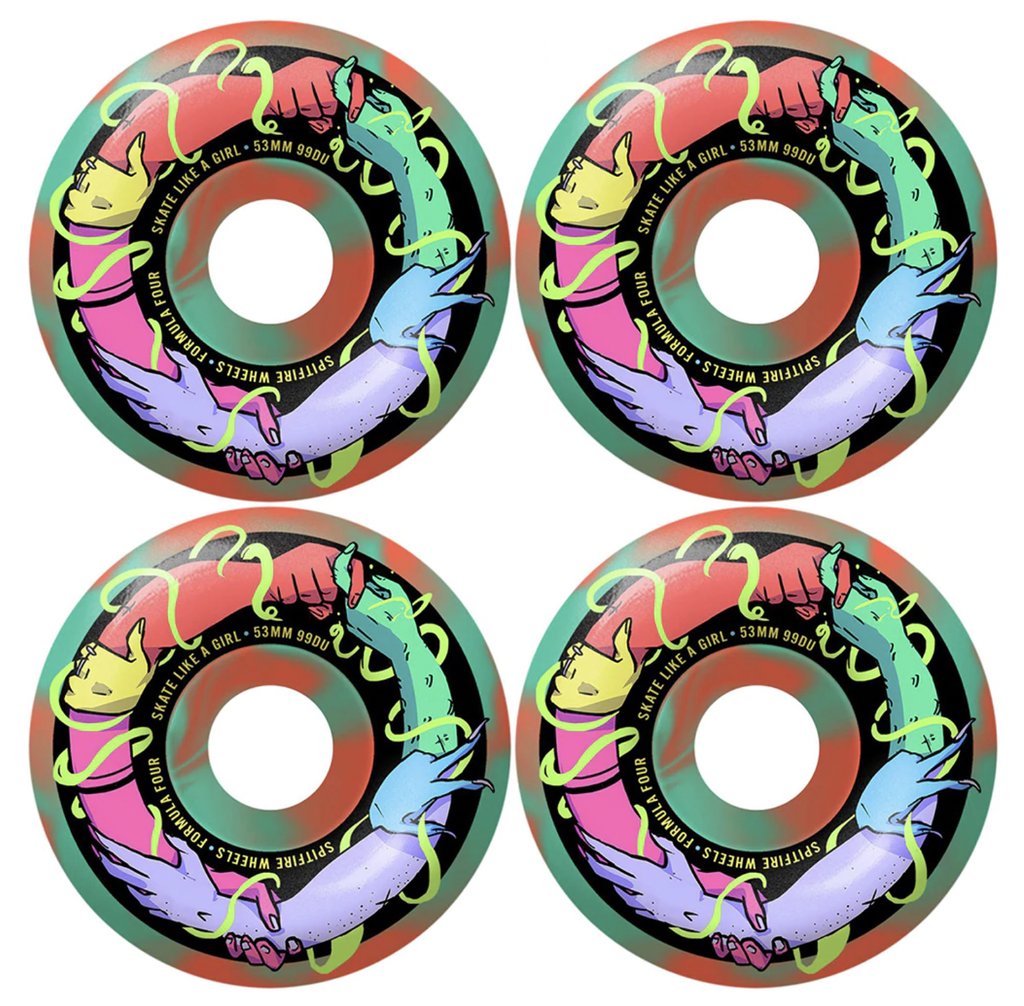 ROUE SPITFIRE F4 99D SKATE LIKE A GIRL CLASSIC 53MM - TEAL/CORAL
