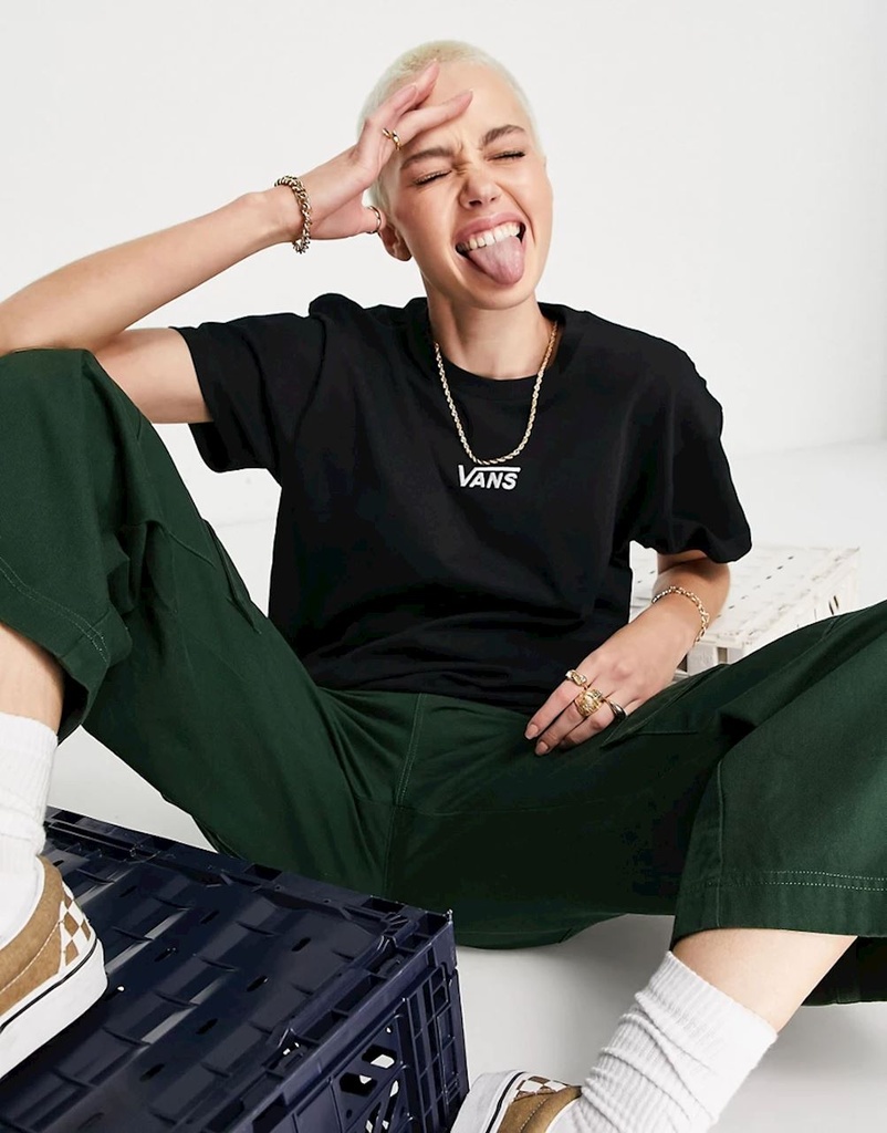 T-SHIRT VANS FLYING V OVERSIZED POUR FEMME - NOIR