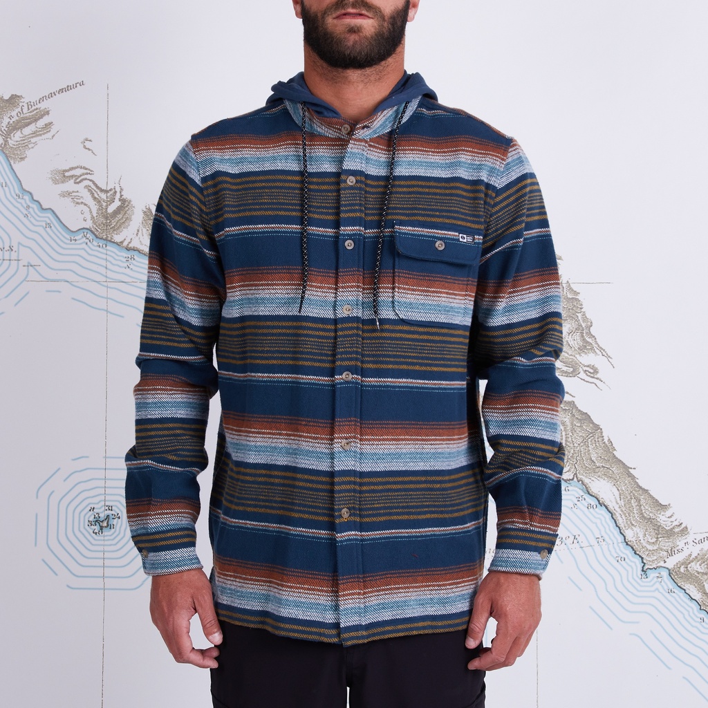 CHEMISE SALTY CREW MAINLAND LONG SLEEVE FLANNEL - DARK SLATE