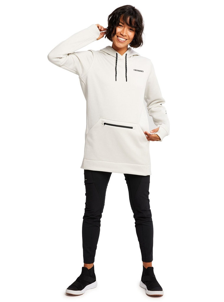 COTON OUATÉ BURTON OAK LONG PULL OVER HOODIE - STOUT WHITE HEATHER