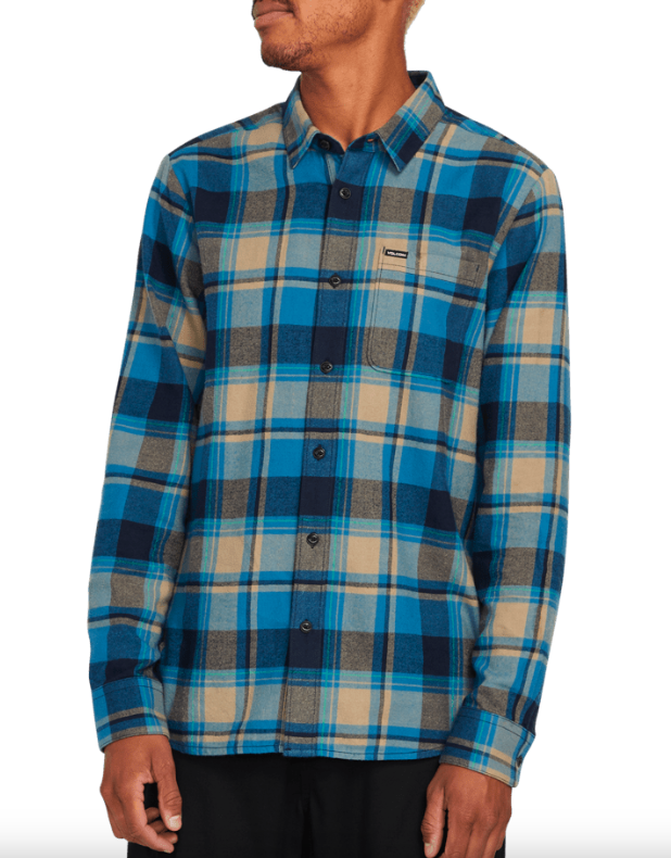 CHEMISE VOLCOM CADEN PLAID FLANNEL LONG SLEEVE - NAVY