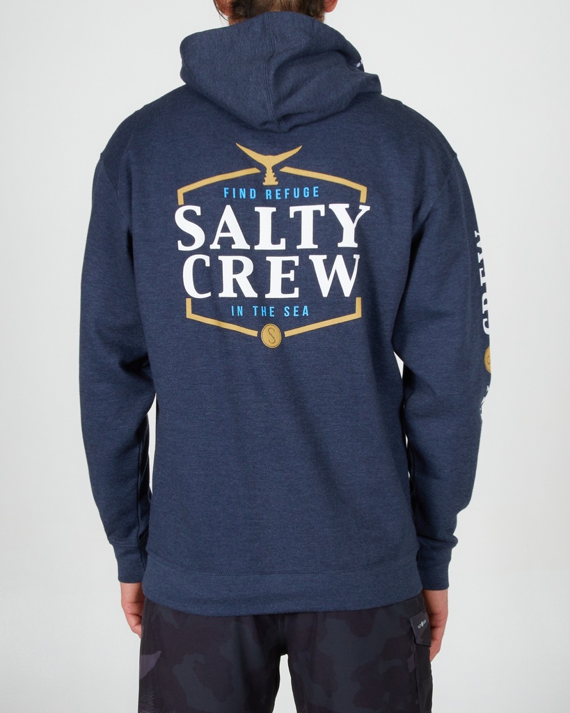 COTON OUATÉ SALTY CREW SKIPJACK HOOD FLEECE - NAVY HEATHER