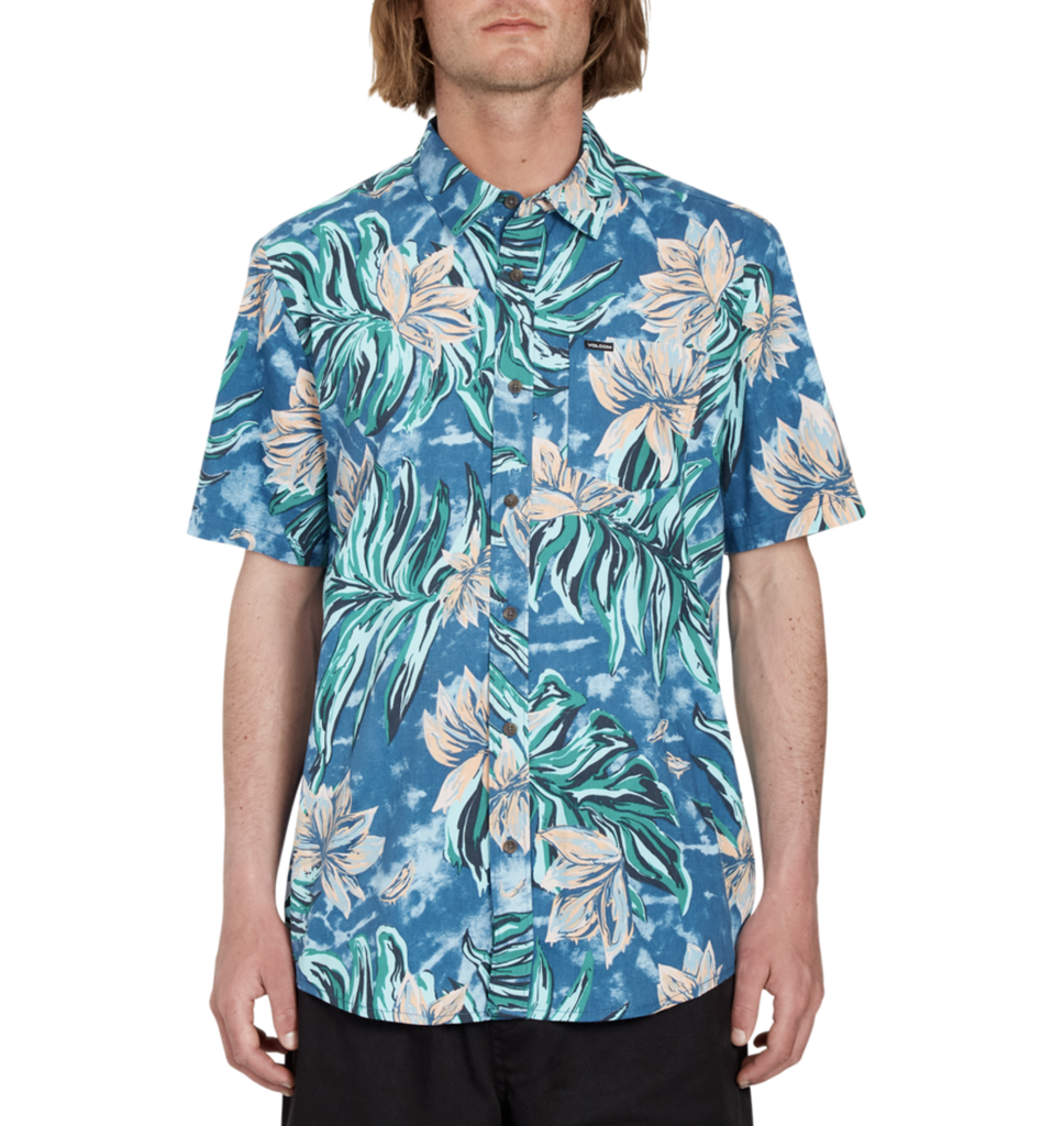 CHEMISE VOLCOM MARBLE FLORAL SHORT SLEEVE - AGED INDIGO