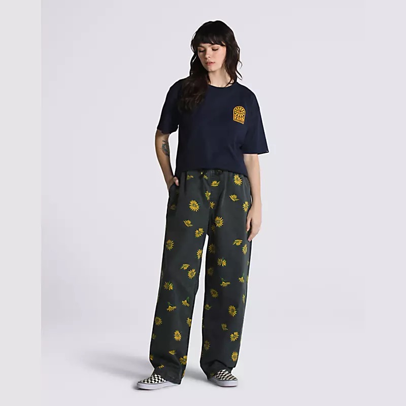 PANTALON VANS RANGE BAGGY TAPERED  ELASTIC WAIST PANT - NOIR/OLD GOLD
