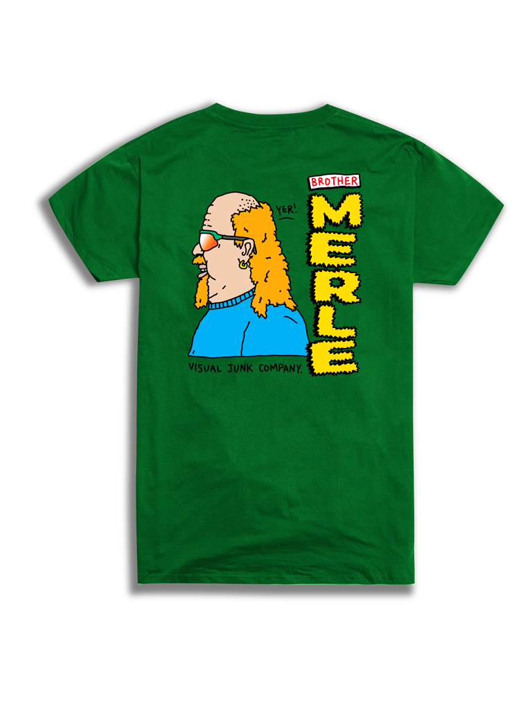 T-SHIRT BROTHER MERLE MULLET MAN - KELLY GREEN