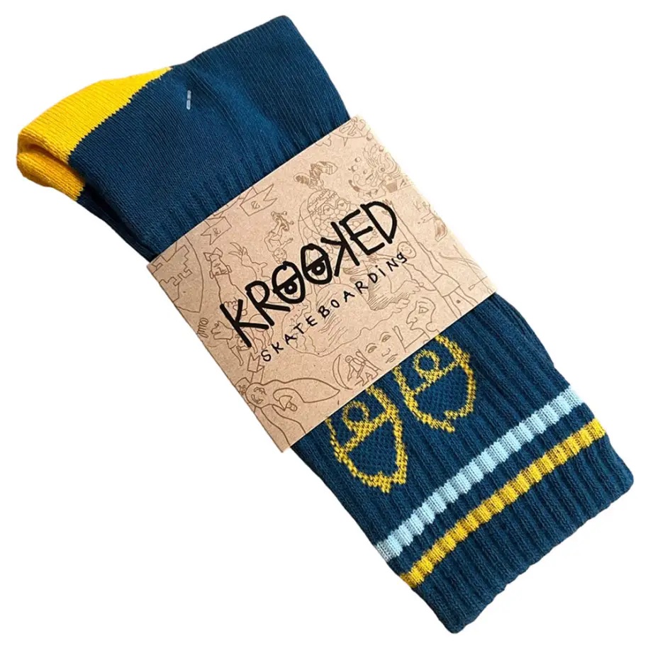 BAS KROOKED EYES SOCK - BLEU/GOLD