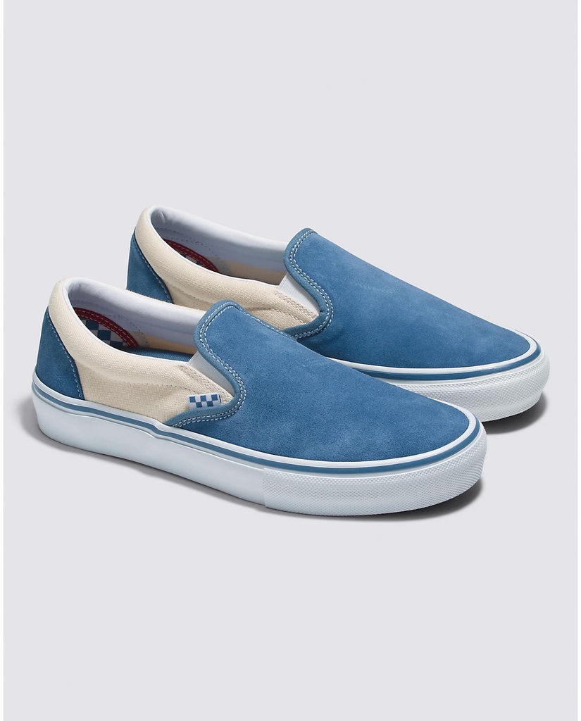 SOULIER VANS SKATE SLIP-ON - CREAM/LIGHT NAVY