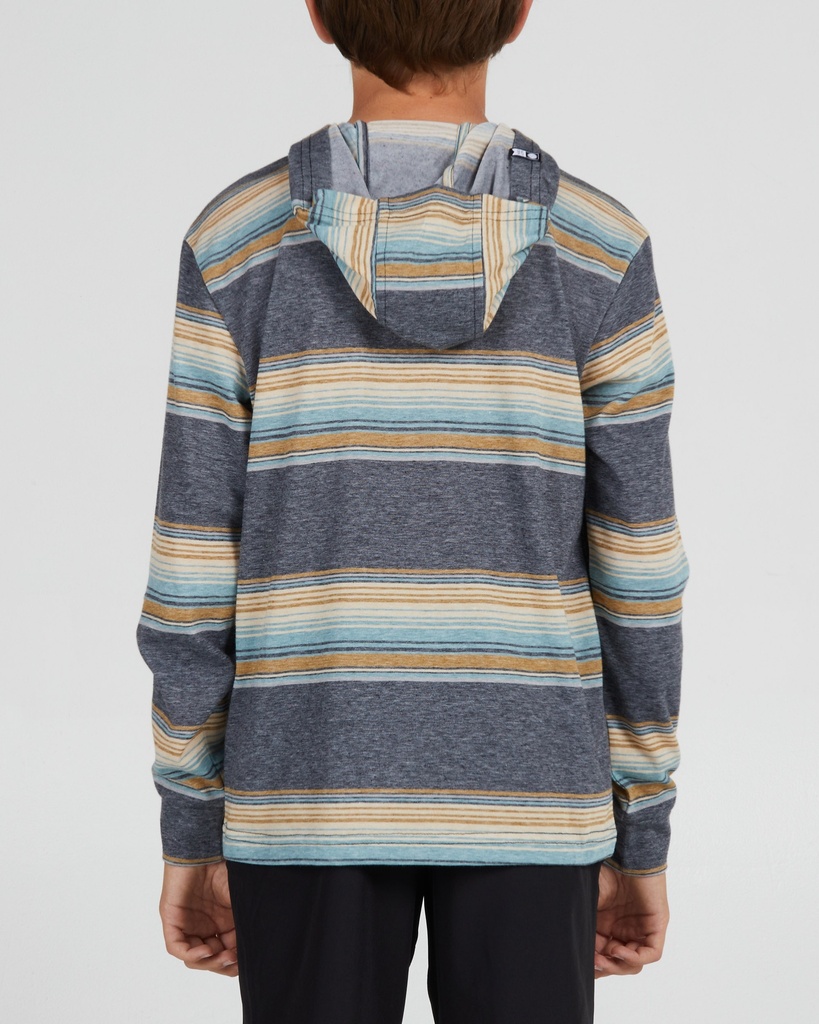 LONG SLEEVE T-SHIRT SALTY CREW JUNIOR OUTSKIRTS UV HOOD - BLACK HEATHER