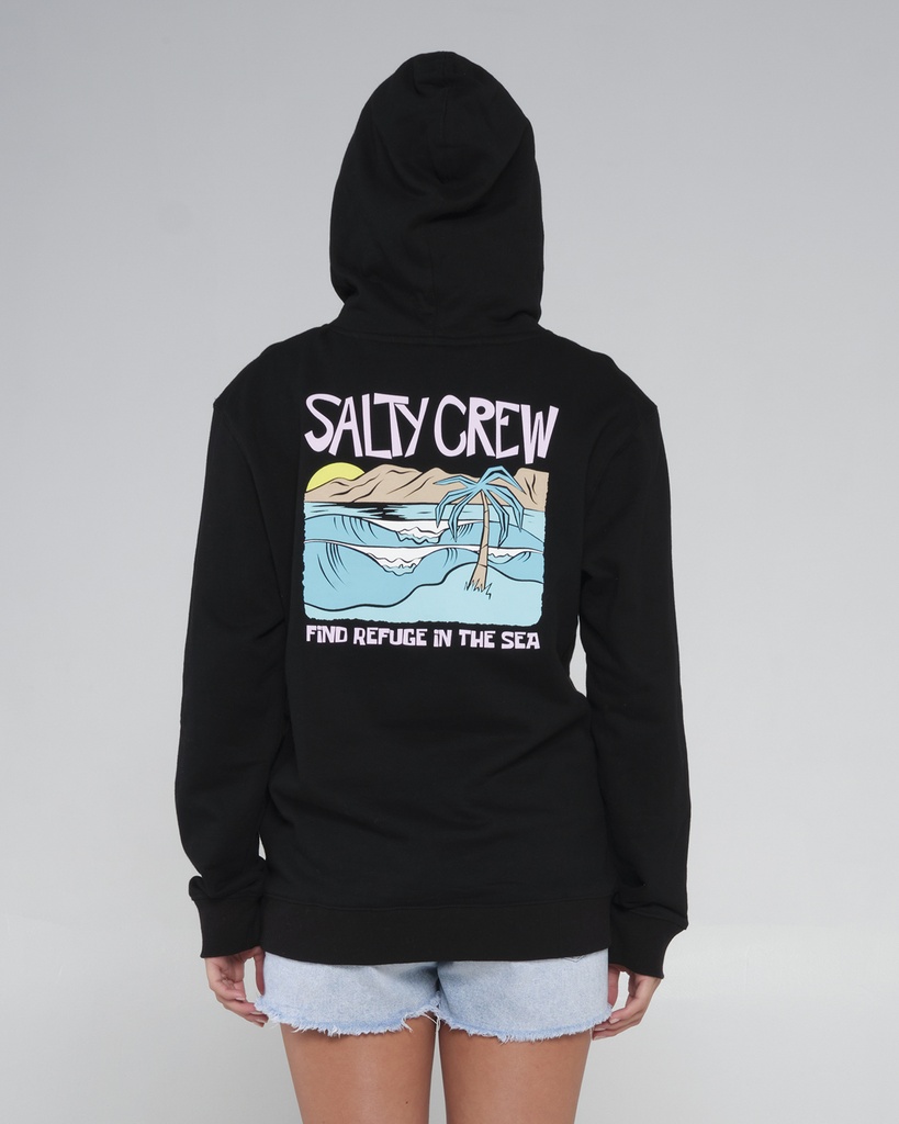 COTON OUATÉ SALTY CREW POSTCARD HOODY POUR FEMME - NOIR