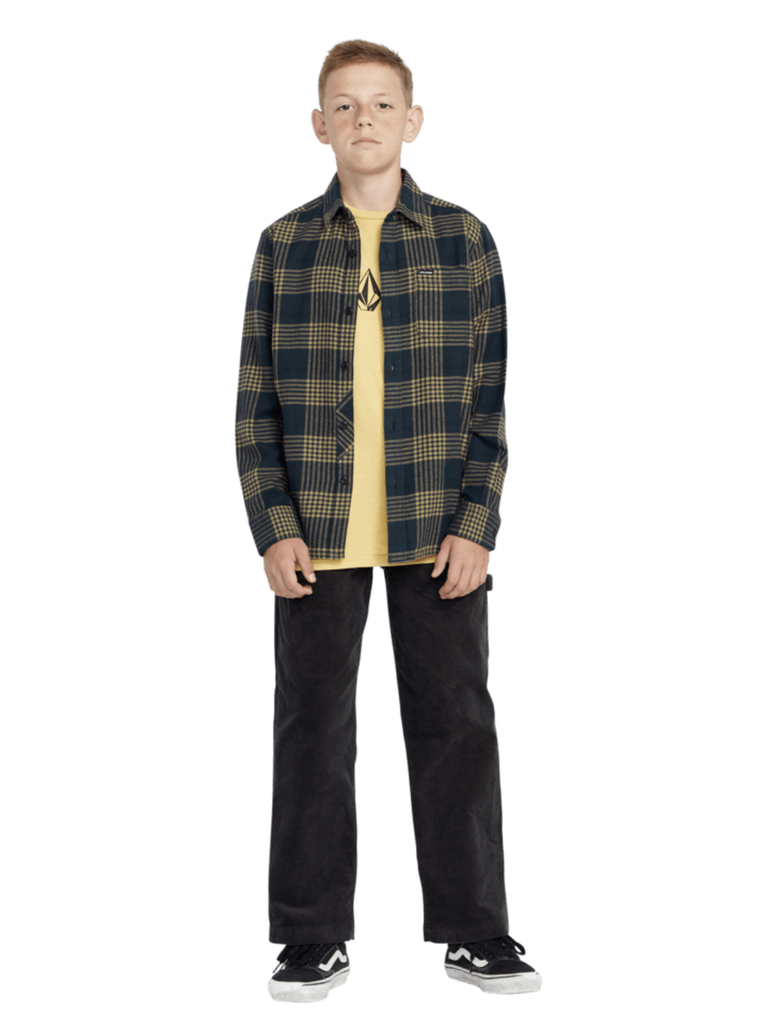 CHEMISE VOLCOM JUNIOR CADEN PLAID LONG SLEEVE - NAVY