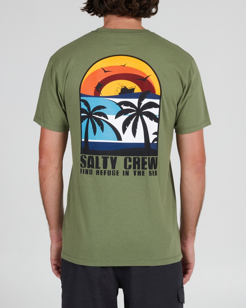 T-SHIRT SALTY CREW BEACH DAY PREMIUM TEE - SAGE GREEN