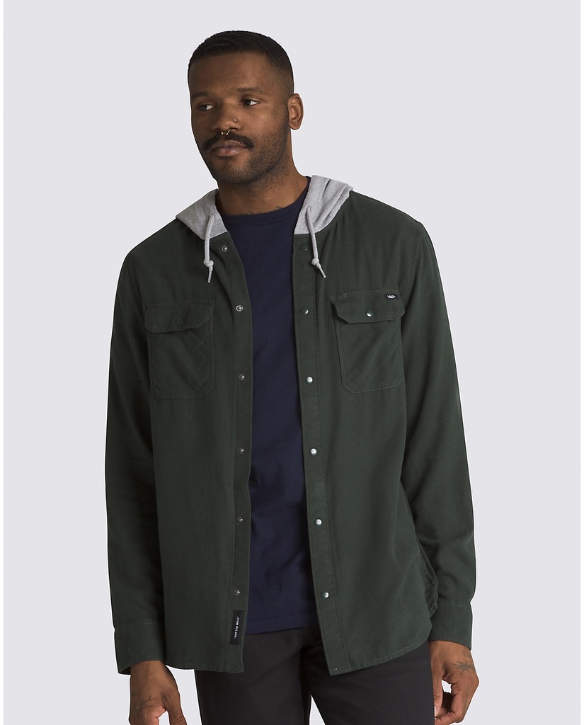 CHEMISE vans PARKWAY HOODED LONG SLEEVE FLANNEL SHIRT - DEEP FOREST