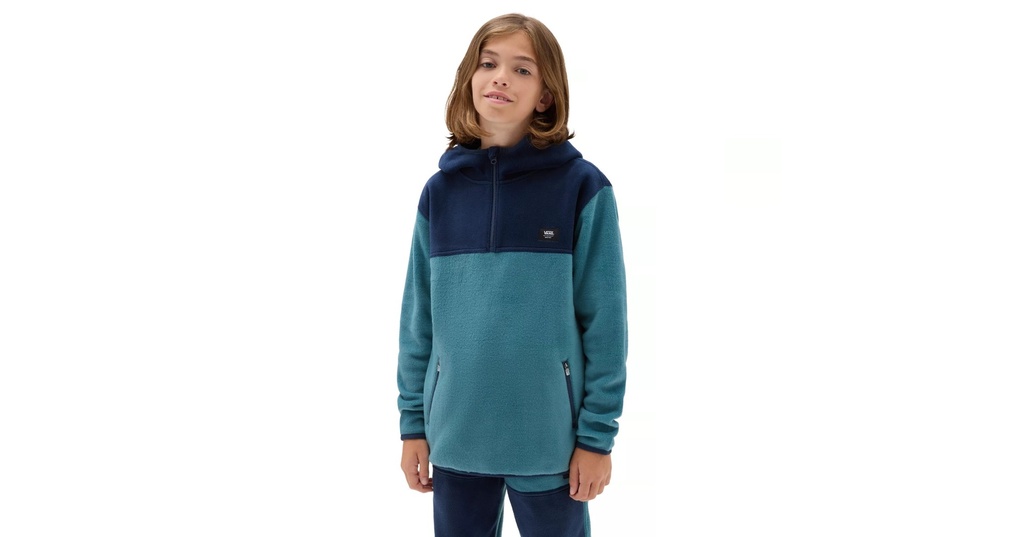 COTON OUATÉ VANS BLOCKED FLEECE QUARTER ZIP PULL OVER - NORTH ATLANTIC/DRESS BLUES