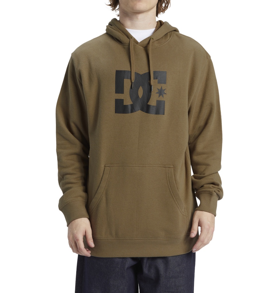 COTON OUATÉ DC STAR PULL OVER HOODIE - COVERT GREEN