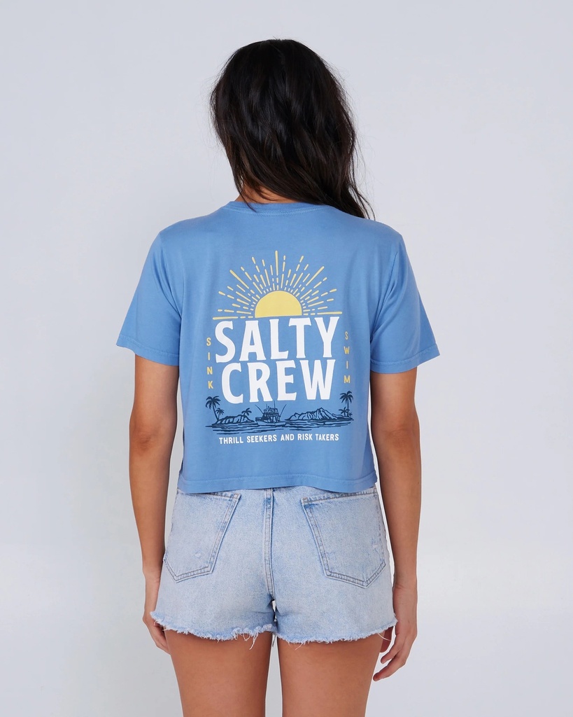 T-SHIRT SALTY CREW POSTCARD CROP TEE POUR FEMME - BLANC