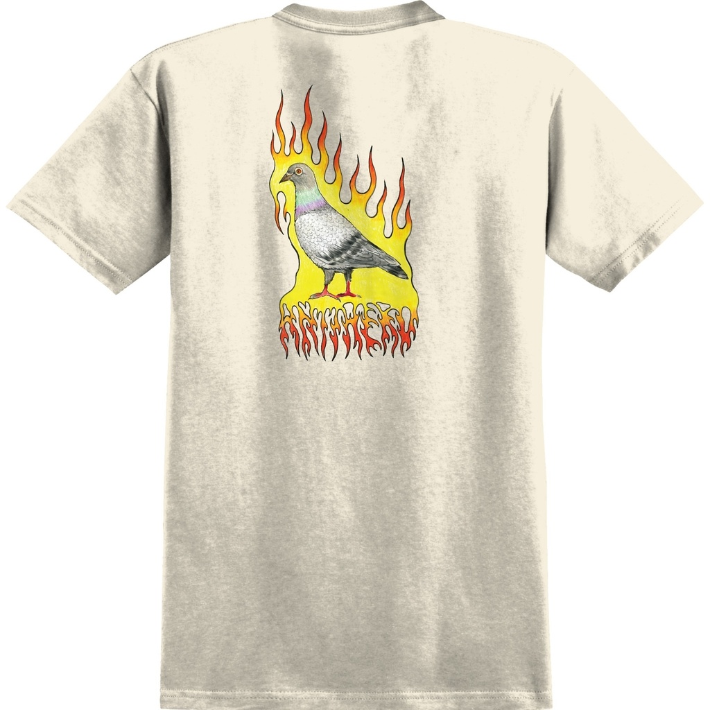 T-SHIRT ANTIHERO FLAME PIGEON SHORT SLEEVE TEE - NATURAL