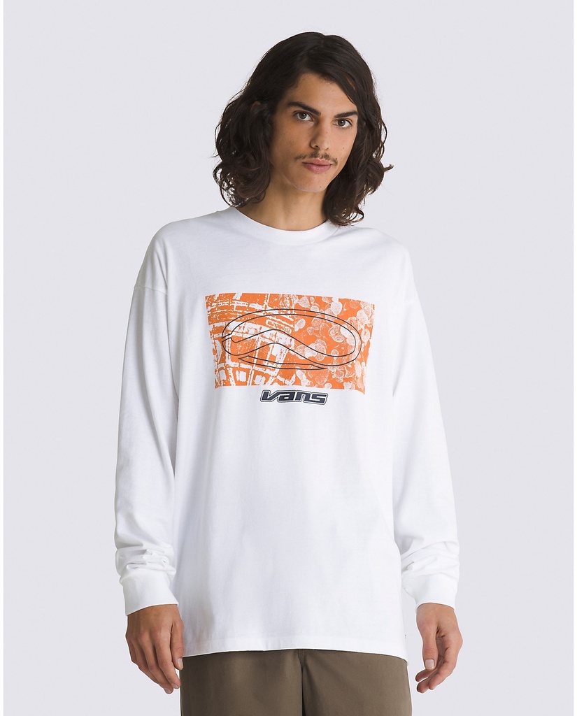 LONG SLEEVE T-SHIRT VANS OFF THE WALL II LOOSE SKATE CLASSICS - BLANC