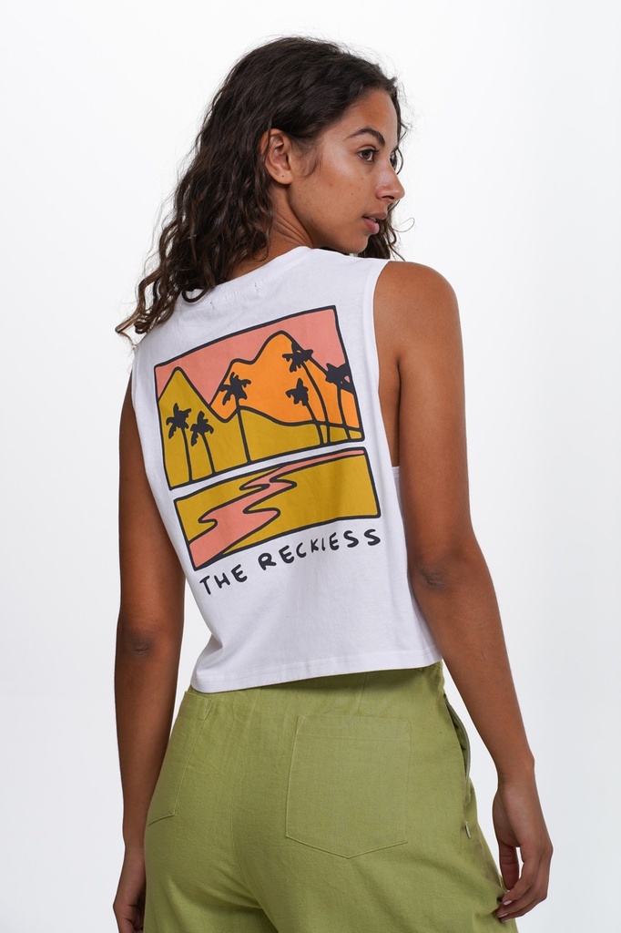 CAMISOLE NOTICE THE RECKLESS CASTAWAY - BLANC