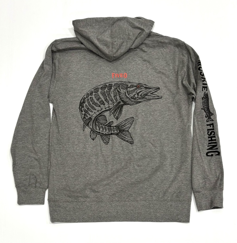 Long Sleeve Hooded 5-0 Muskie - Gunmetal Heather