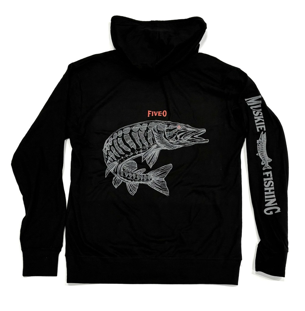 Long Sleeve Hooded 5-0 Muskie - Noir