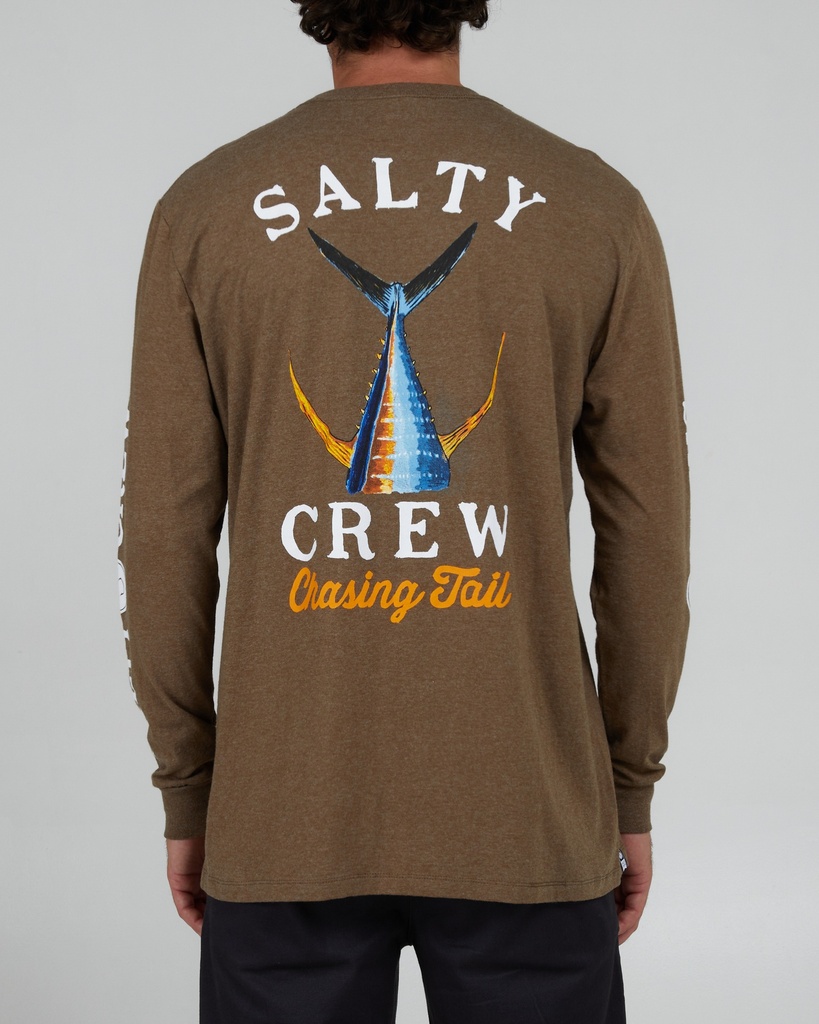 LONG SLEEVE T-SHIRT SALTY CREW TAILED STANDARD TEE - MOCHA HEATHER