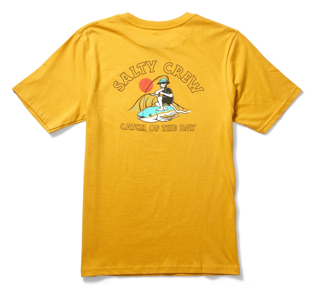 T-SHIRT SALTY CREW JUNIOR CATCH OF THE DAY SHORT SLEEVE TEE - MUSTARD