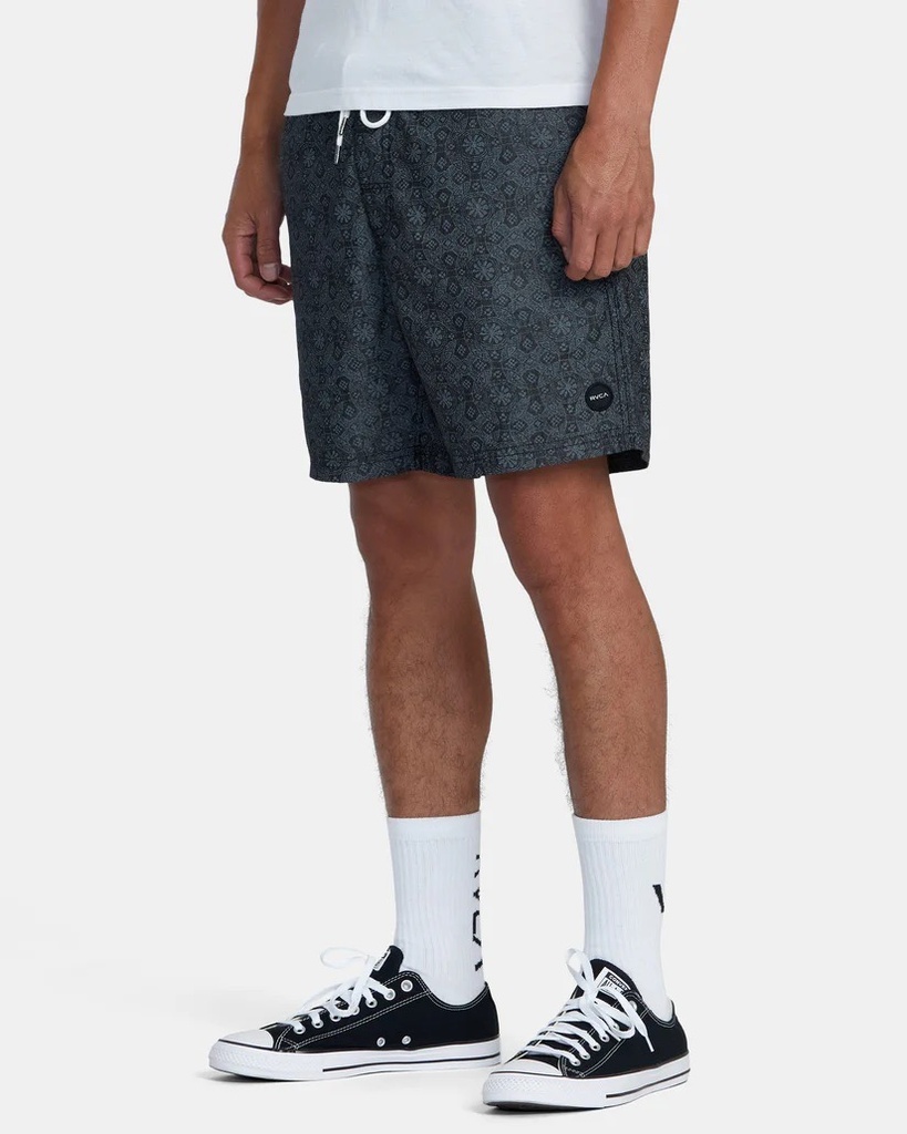 SHORT RVCA ESCAPE ELASTIC WAIST CHAMBRAY - WASHED BLACK