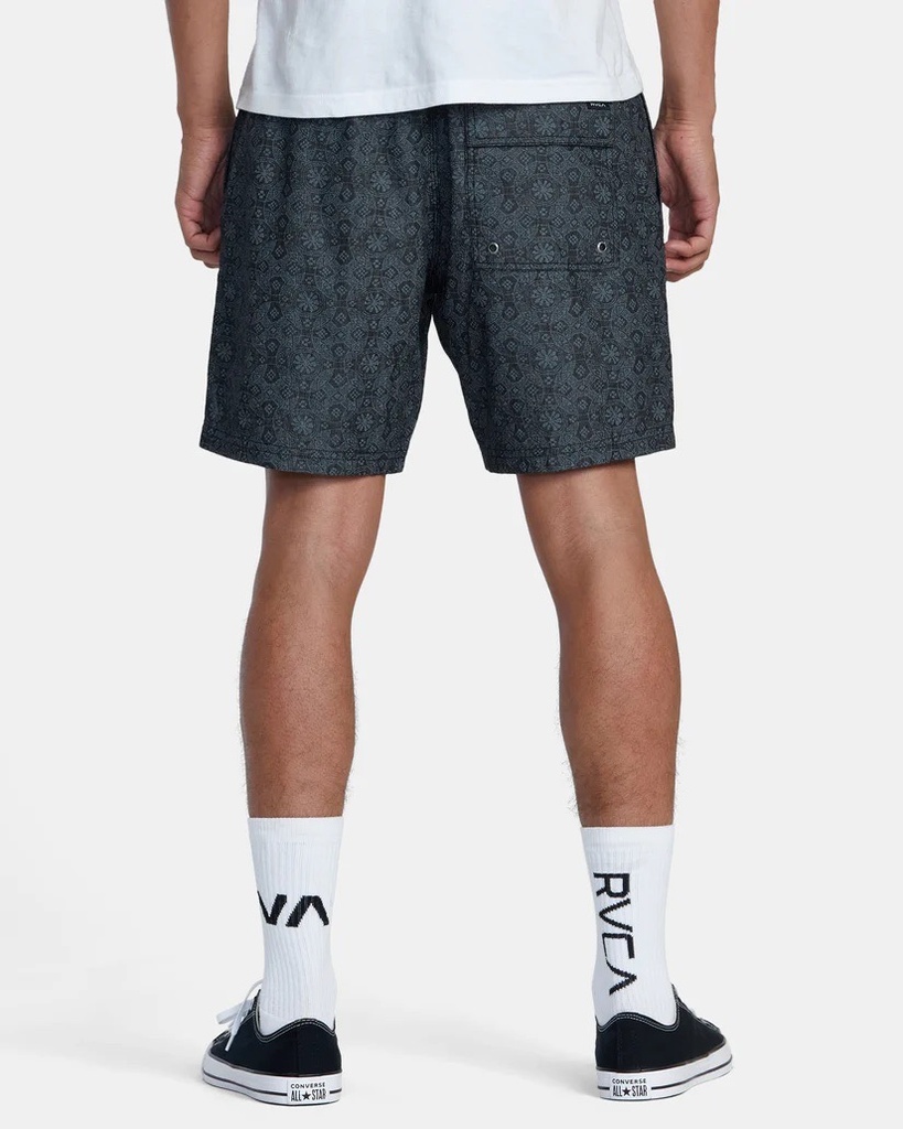 SHORT RVCA ESCAPE ELASTIC WAIST CHAMBRAY - WASHED BLACK