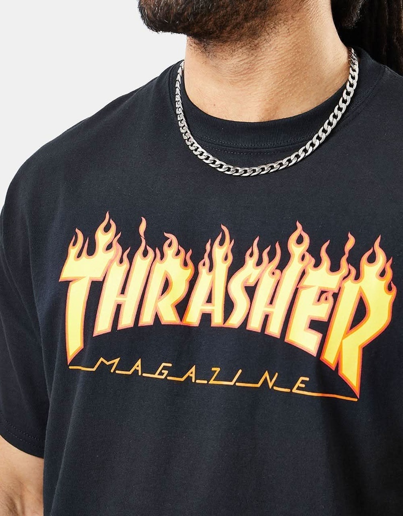 T-SHIRT THRASHER FLAME LOGO TEE - NOIR