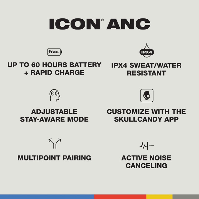 Skullcandy Icon ANC Casque sans fil avec suppression active du bruit - Noir