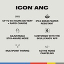 Skullcandy Icon ANC Casque sans fil avec suppression active du bruit - Noir