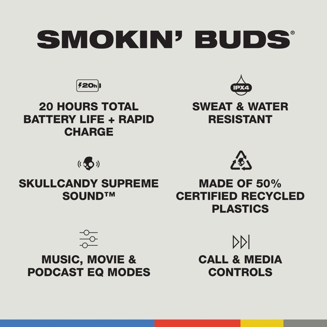 Skullcandy Smokin Buds / Écouteurs Intra sans fil - Noir  