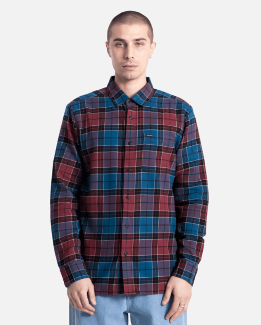 CHEMISE VOLCOM CADEN PLAID FLANNEL LONG SLEEVE - COSMIC BLEU