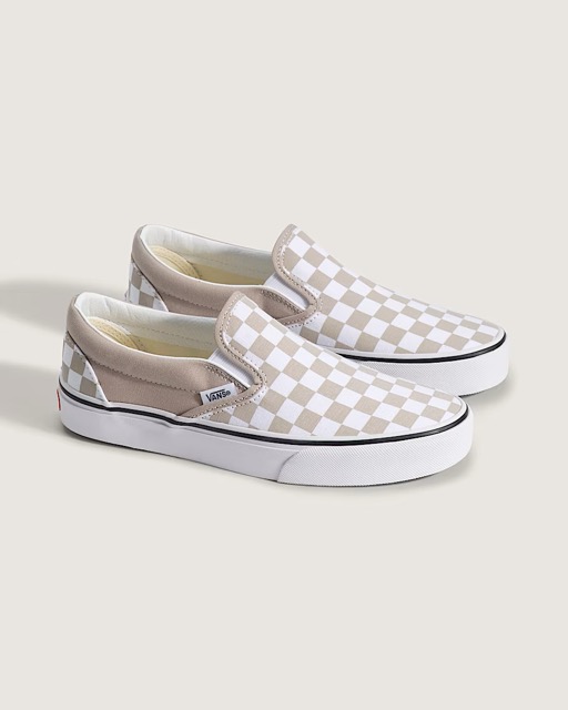 SOULIER VANS CLASSIC SLIP-ON - CHECKERBOARD MUSHROOM BROWN