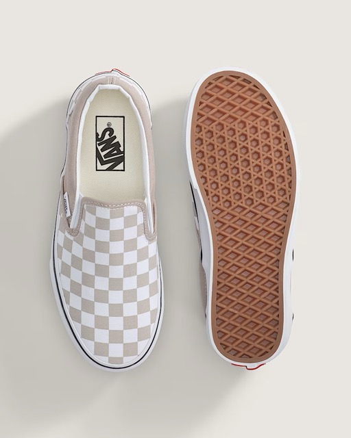 SOULIER VANS CLASSIC SLIP-ON - CHECKERBOARD MUSHROOM BROWN