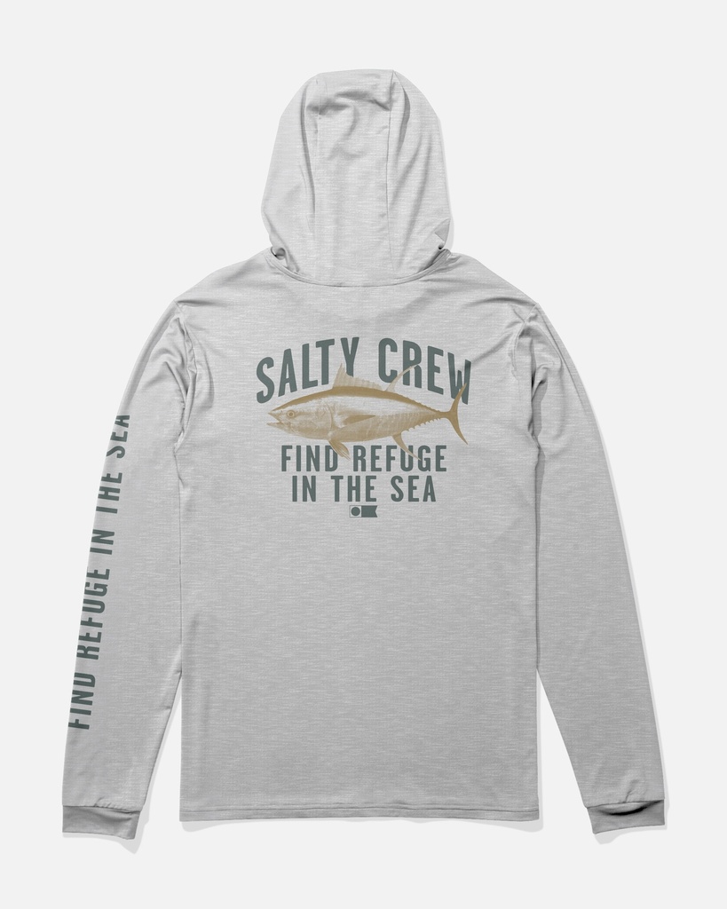 LONG SLEEVE T-SHIRT SALTY CREW JUNIOR OUTSKIRTS UV HOOD - BLACK HEATHER