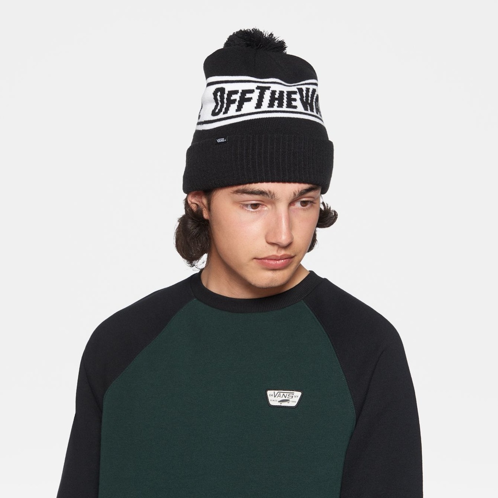 TUQUE VANS OFF THE WALL POM BEANIE - NOIR/BLANC