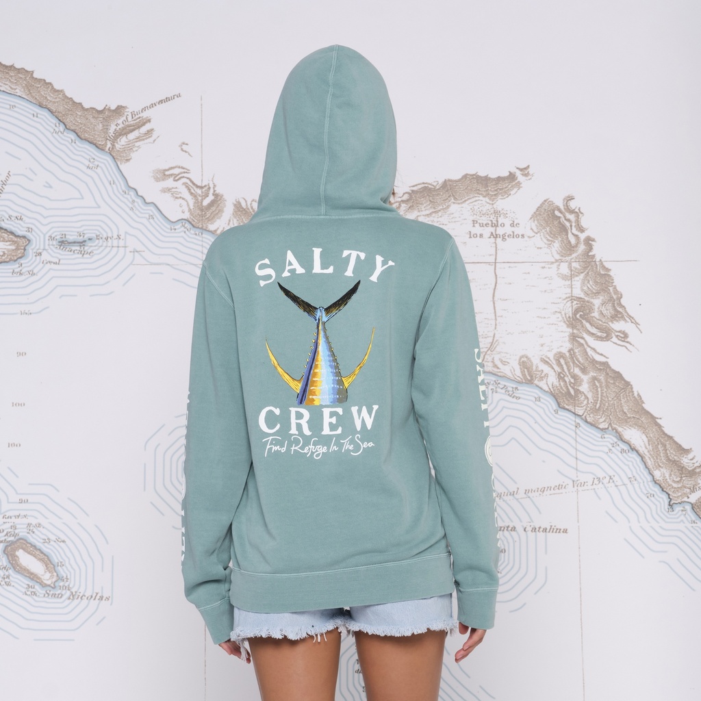 COTON OUATÉ SALTY CREW TAILED BOYFRIEND HOODY - MINT