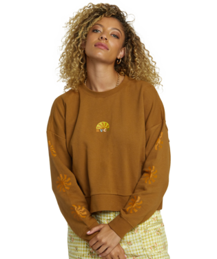 COTON OUATÉ RVCA SHINE LONG SLEEVE CREW NECK - SIENNA