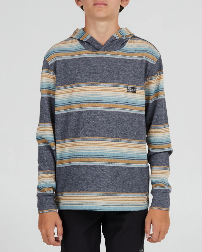 SALTY CREW OUTSKIRTS BOYS UV HOOD - BLACK HEATHER