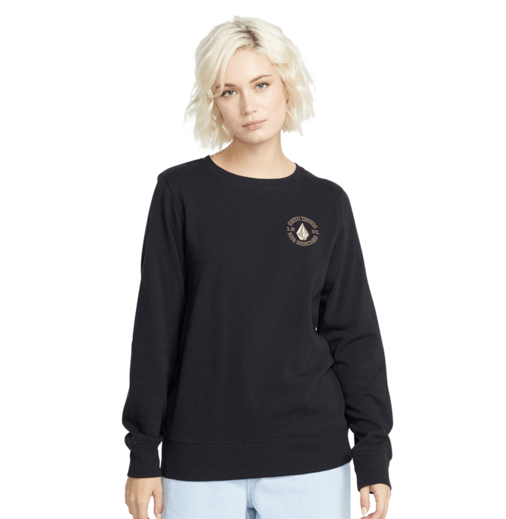 VOLCOM WOMEN'S TRULY DEAL CREWNECK - BLACK