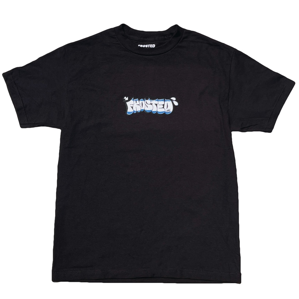 FROSTED THROWY LOGO SHORT SLEEVE TEE - BLACK