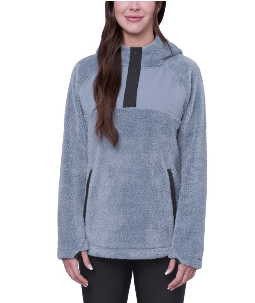 COTON OUATÉ 686 HEMLOCK SHERPA HOODY POUR FEMME - STEEL BLUE