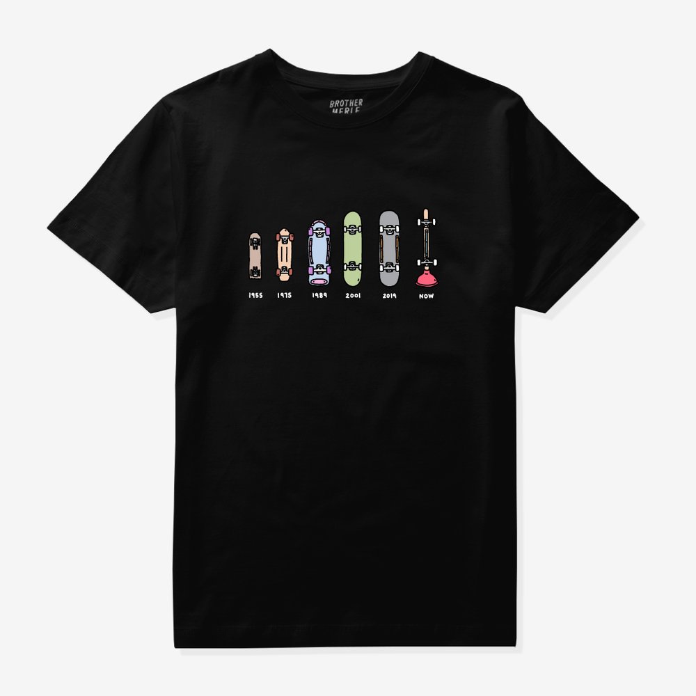 BROTHER MERLE T-SHIRT SKATE EVOLUTION - BLACK