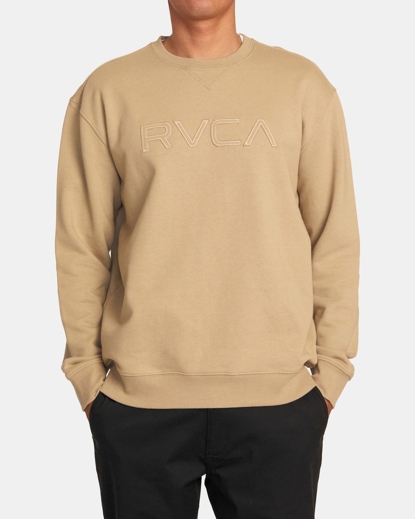 COTON OUATÉ RVCA BIG RVCA STITCHED CREWNECK - KHAKI 