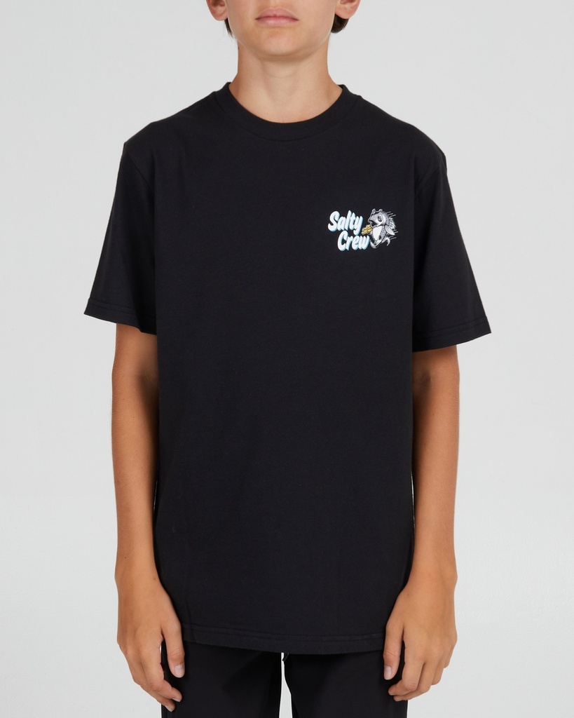 SALTY CREW FISH AND CHIPS BOYS S/S TEE - BLACK