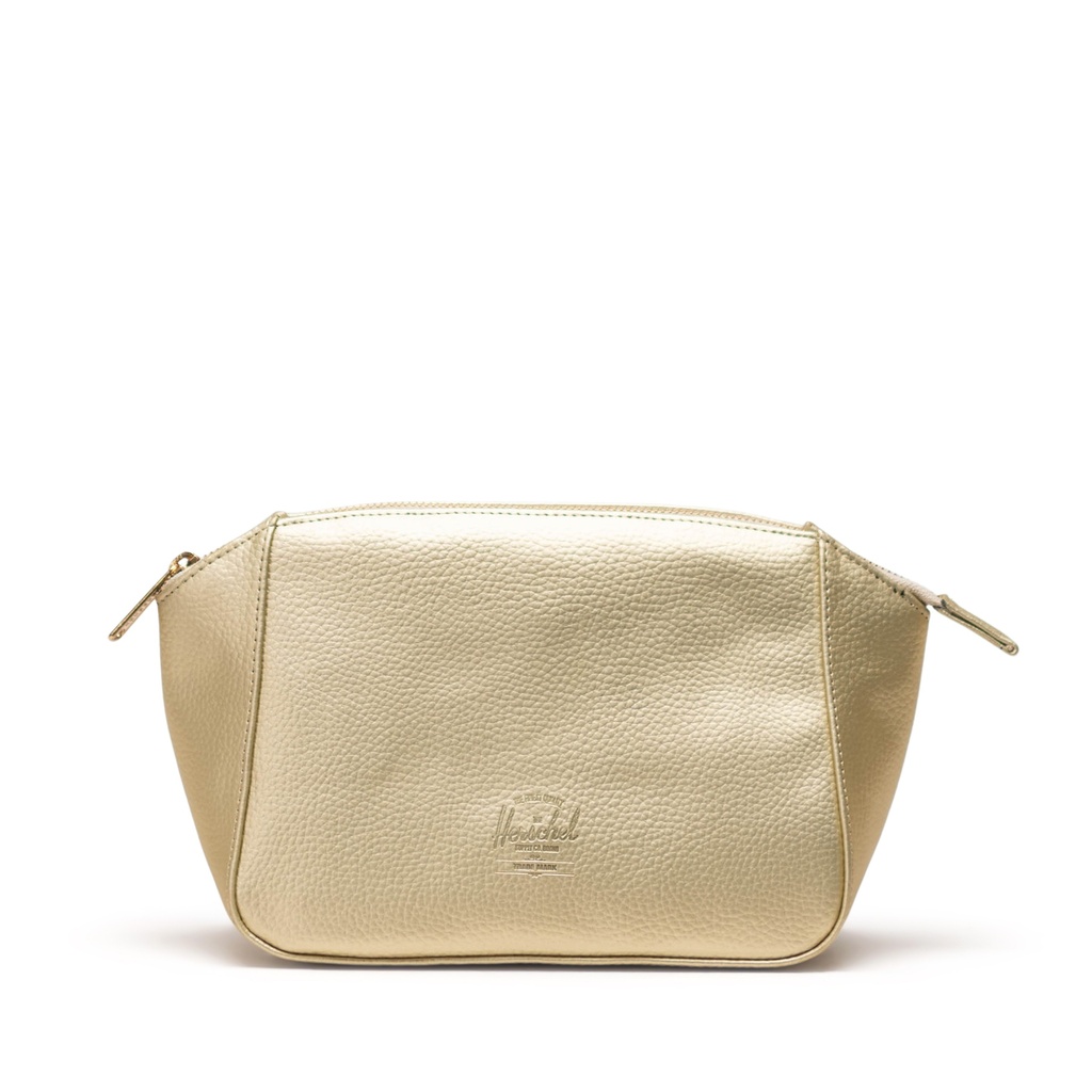 HERSCHEL MILAN TOILETRY BAG VEGAN LEATHER - GOLD METALLIC