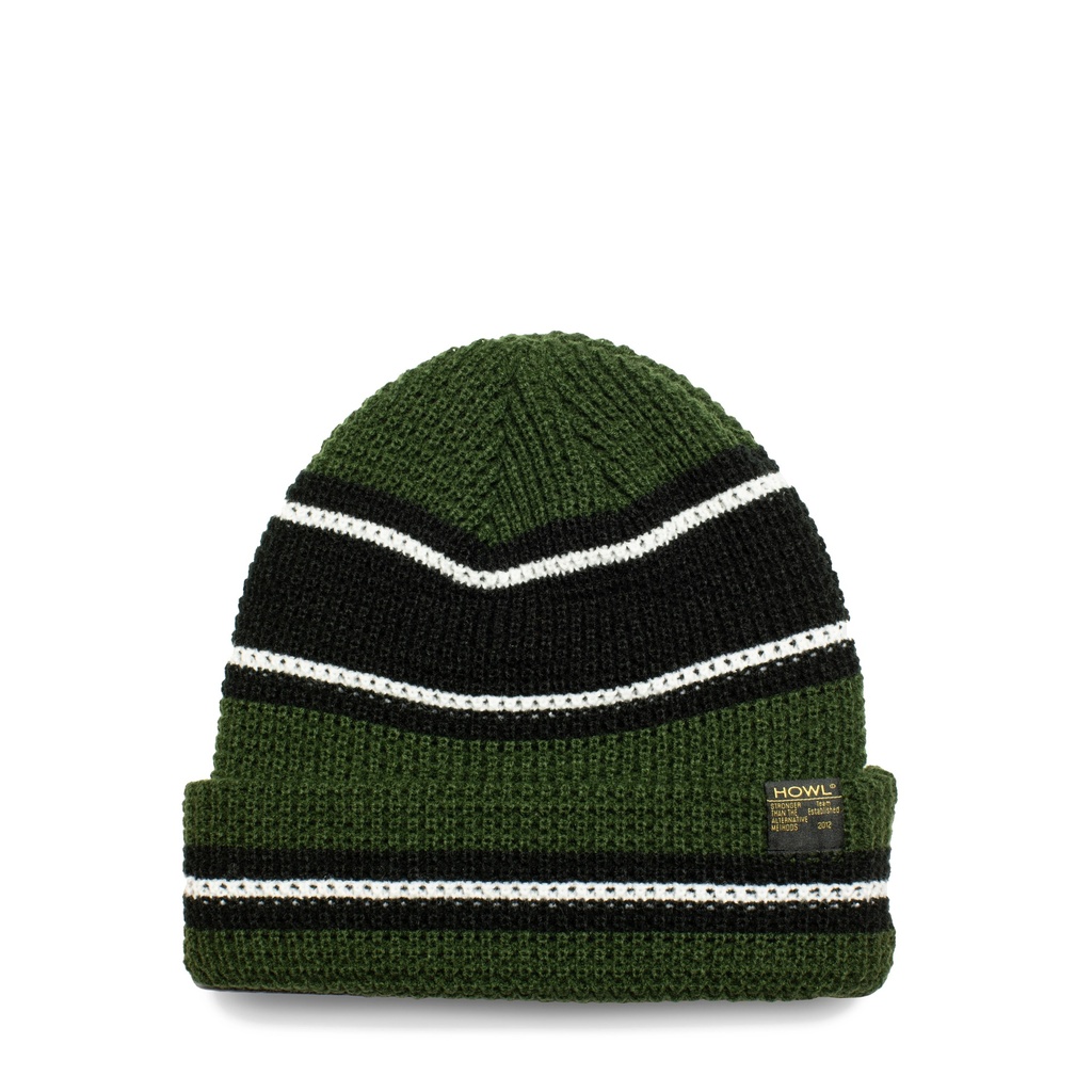 HOWL STRIPE BEANIE - DARK OLIVE