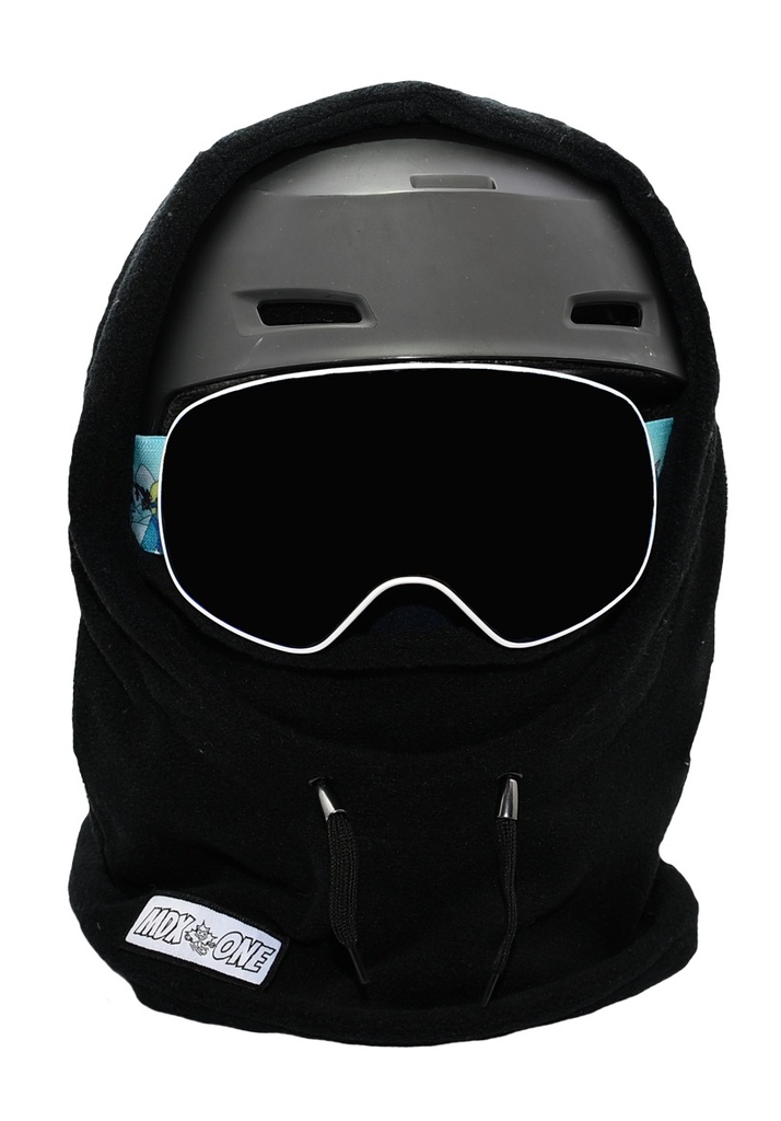 BALACLAVAS WITH BUTTONS ON THE INSIDE TO ATTACH OPTION ALL POMPOMS - BLACK