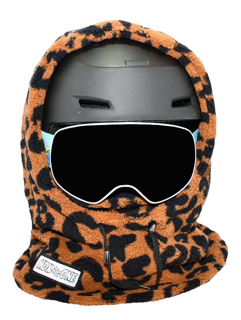 BALACLAVAS WITH BUTTONS ON THE INSIDE TO ATTACH OPTION ALL POMPOMS - LEOPARD